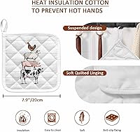 Vista 9 de Juego de 4 soportes para ollas, de vaca, cerdo, oveja, pollo, animales de granja, para cocina, almohadillas calientes a prueba de calor, tablero