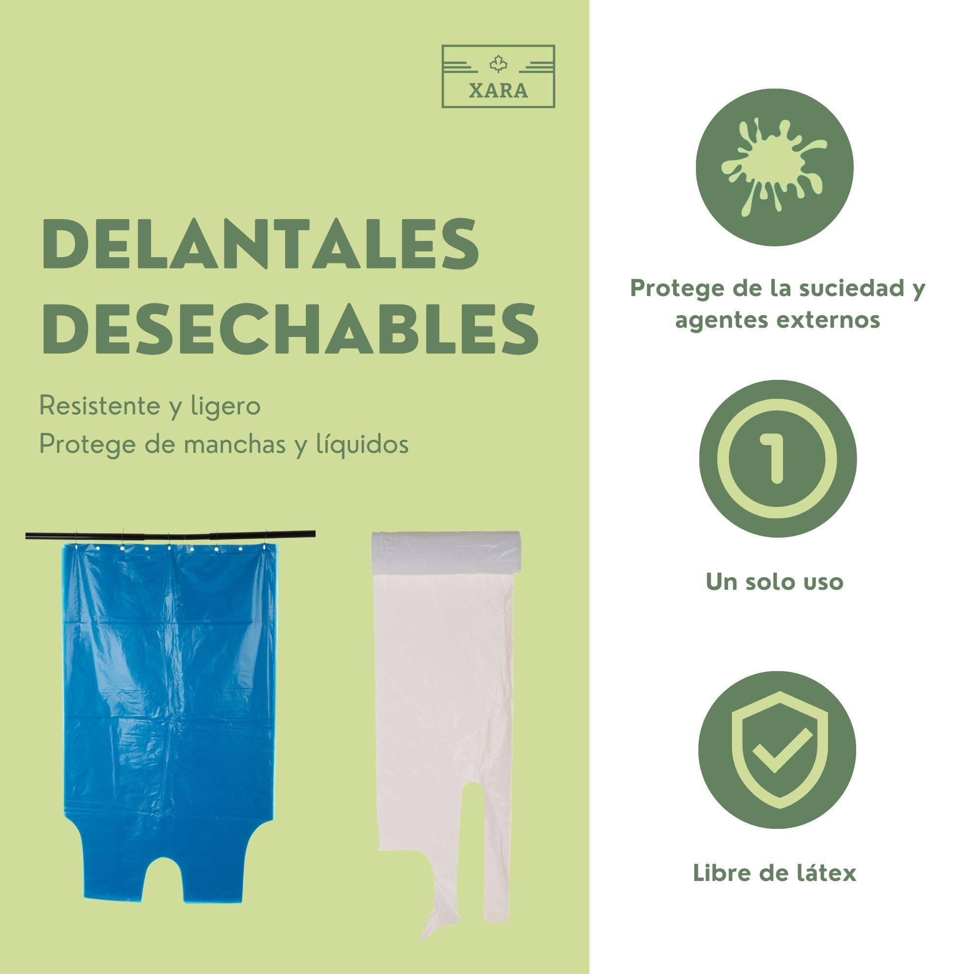 XARA Grembiuli Plastica in Polietilene per la Protezione Igienica degli Alimenti - Pack 100 - Grembiuli Monouso - Grembiule Usa e Getta Monouso Cucina