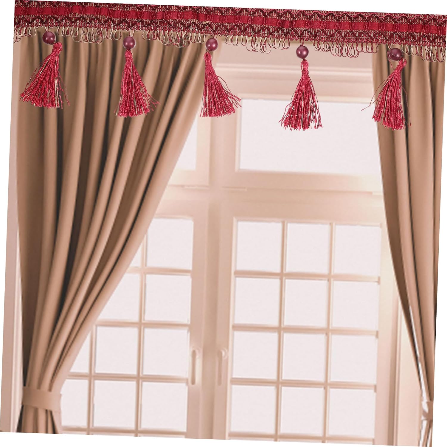 Red Polyester Fringe Trim for Curtains, Clothing and Home Decor 11.5m