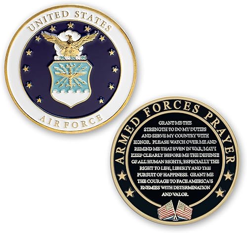 Moneda de Oración de las Fuerzas Armadas de la Fuerza Aérea - Moneda de Desafío del Valor de la USAF - Regalos para la Fuerza Aérea - Negocio Usmc