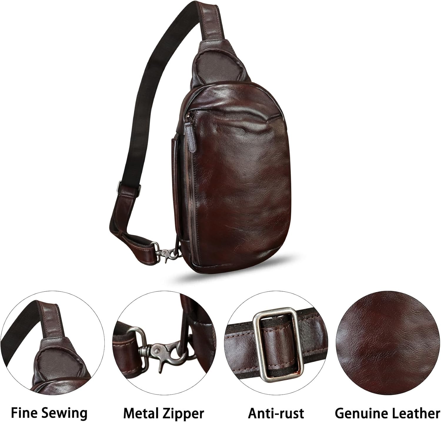 Hakiki Deri Askılı Çanta, El Boyaması Çapraz Askılı Sırt Çantası, Retro El Yapımı Göğüs Omuz Çantası, Günlük Çanta, Bel Çantası