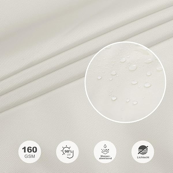 HAIKUS Sonnensegel Wasserdicht Rechteckig 2x3m Sonnenschutz Wasserabweisend Premium PES Polyester mit UV Schutz für Balkon Garten Terrasse Creme 3x2m - 5