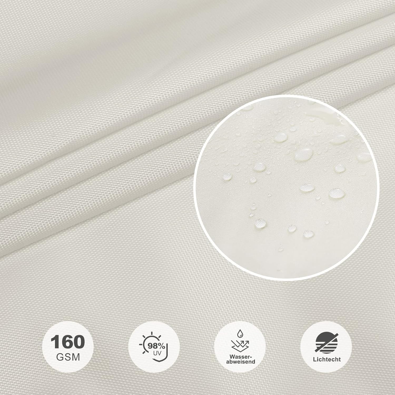 HAIKUS Tenda a Vela Impermeabile Rettangolare 3x5 m, Protezione Raggi UV 98%, Telo Ombreggiante 5x3 Impermeabile, Tenda da Sole per Esterno Giardino Terrazzo, Bianca beige