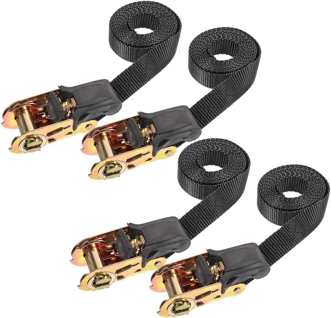 4pcs Heavy Duty Ratchet Strap Tie Down Straps 2.5cm X 2m for Motorcycle Trailer Cargo Securing and Vehicle Load Tightening