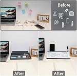 Varhomax Small Glass Desk Whiteboard, Dry Erase Desktop White Board with Storage Caddy to-do List Desk Buddy Memo Notepad for Office, School and Home Office Accessories Supplies (Gray & White)