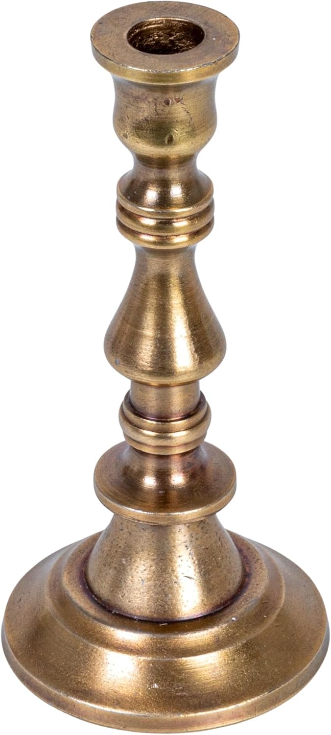 Creative Co-Op Antique Cast Aluminum Taper Holder, Gold
