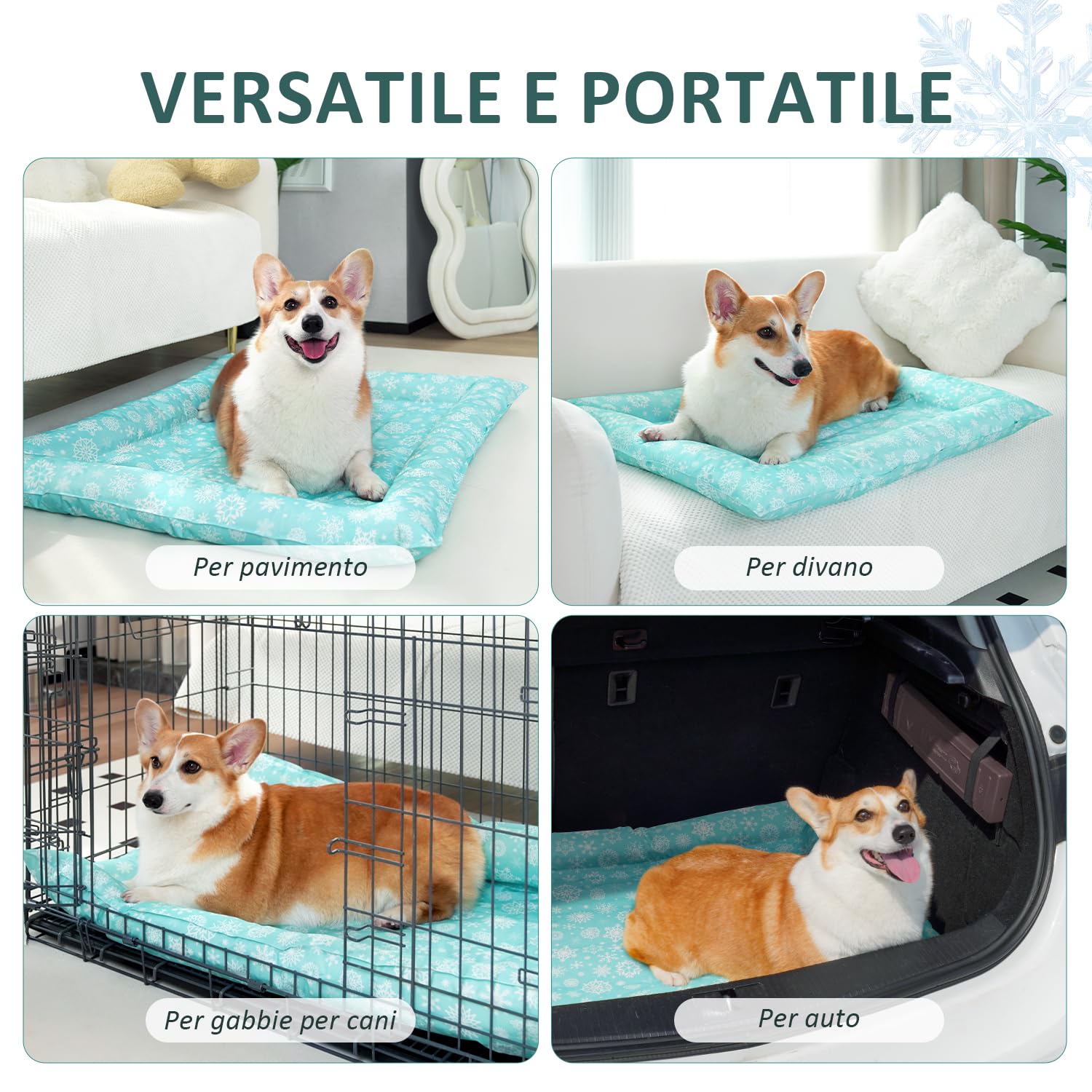 Pawtasy Tappetino Refrigerante per Cani e Gatti Tappeto Rinfrescante in Gel Non Tossico Materassino Raffreddamento per Animali Ideale per Cani e Gatti nella Calda Estate S 56 x 66 cm