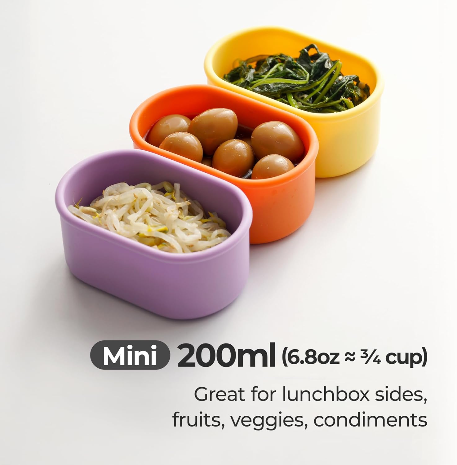 Premium Korean-Made Silicone Airtight Food Container with Steam Vent – BPA Free, Leakproof, Microwave & Freezer Safe Meal Prep. & Leftovers Storage (4p Multi-Color Set, 7 floz (200ml))