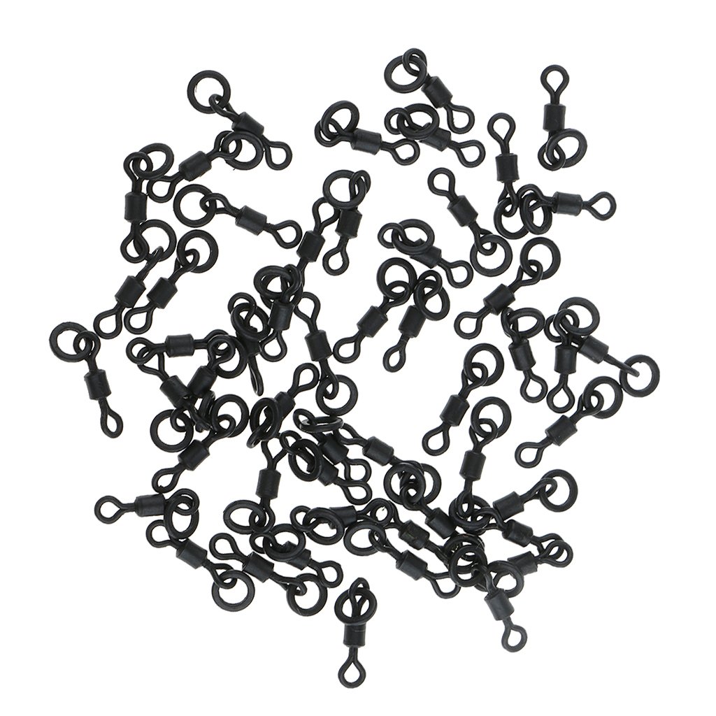 Lot de 50 émerillons pour pêche à la carpe - 20 mm - Noir