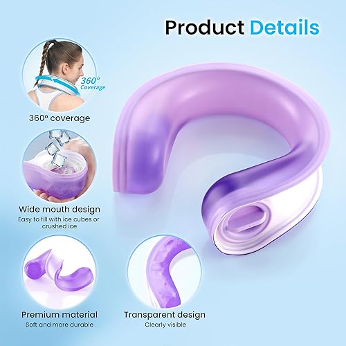 Miniatura 6 de samply Bolsa de hielo para el cuello para hombros, compresas frías reutilizables para lesiones, hinchazón y alivio del dolor, toallas enfriadoras de