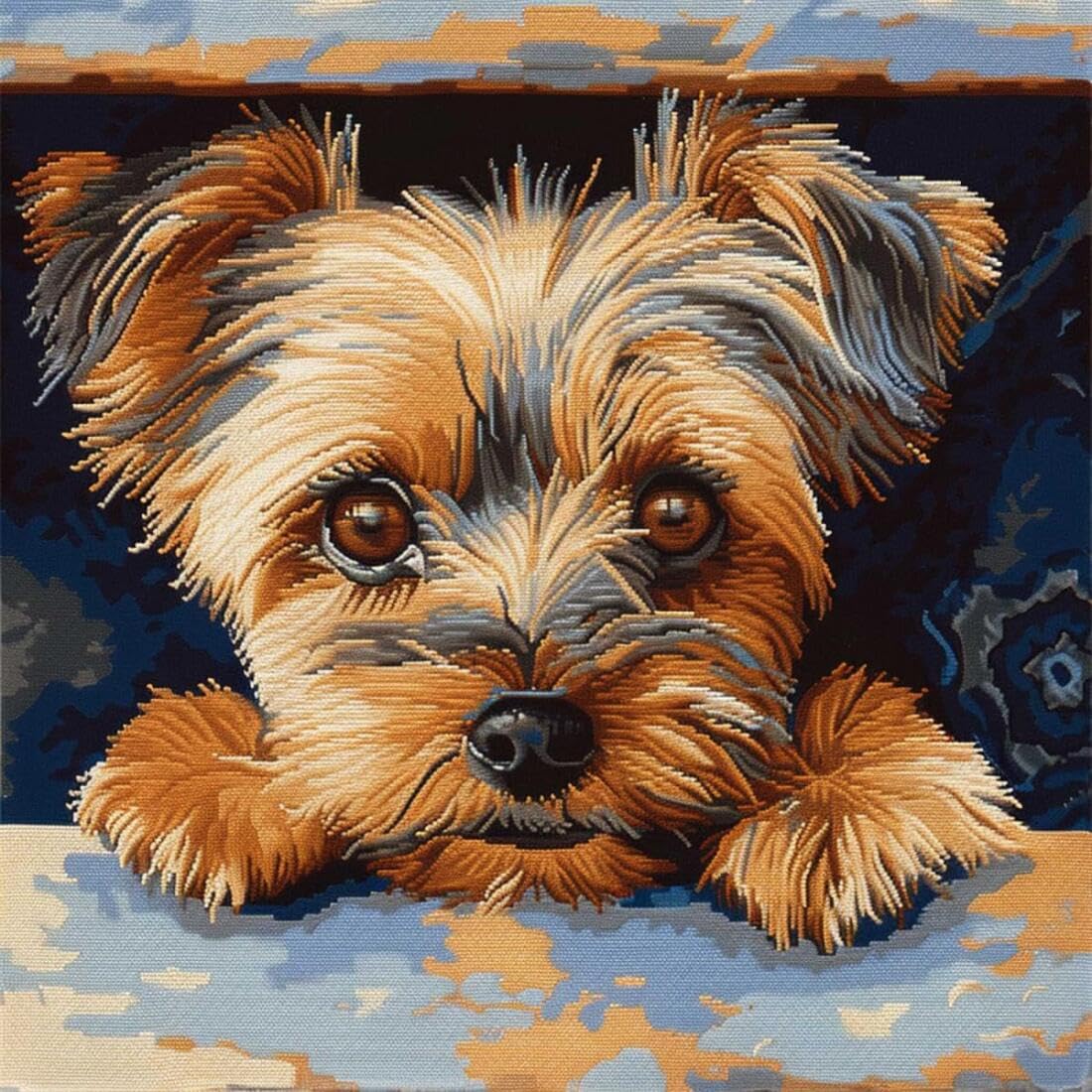 AMBATTERY DIY Latch Hook Kits for Adults Yorkshire Terrier Animalslatch Hook Kits DIY Cushion Cover with Tool Fit for Children and Adults 17x17in