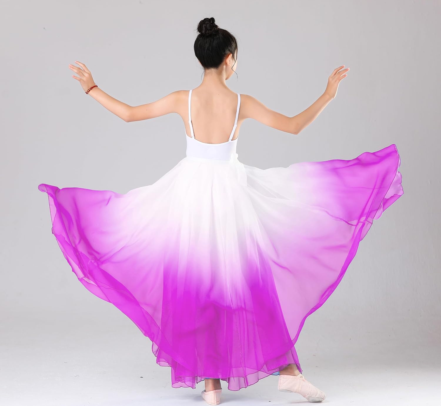 ORIDOOR 720 Degrees Tencel Wrap Dress Gradual Color Tencel Ballet Modern Dance Girl Performing Practice Skirt
