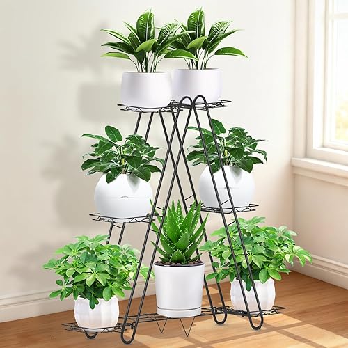 Miniatura 2 de Soporte de Metal Resistente para Plantas, Estantería y Estante de Plantas para Interior y Exterior - 3 Niveles 7 Macetas, Soporte para