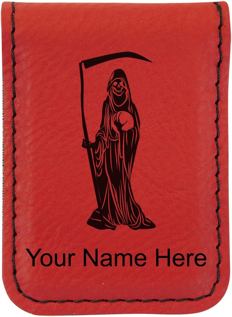 LaserGram Slim Magnetic Money Clip, Santa Muerte, Personalized Engraving Included (Red)