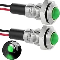 Vista 12 de 8 mm 0.31" Mini Luz Indicadora Impermeable IP67 Señal de Lámpara de Metal Cúpula de Acero Inoxidable 12V-24V CC/CA Luz Piloto LED con Cable de 140 mm