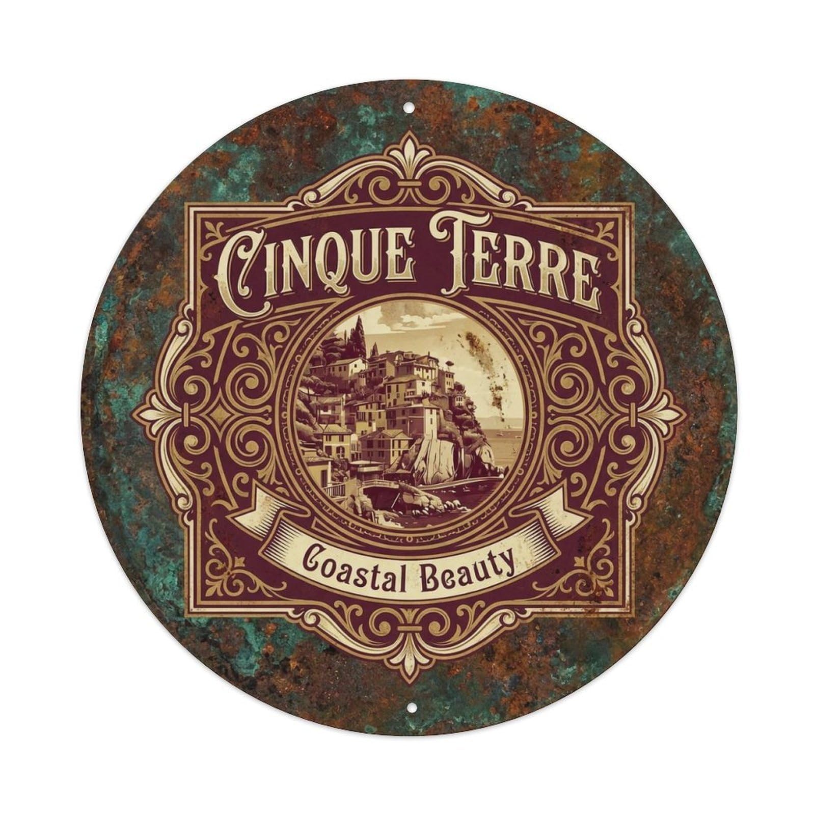 Vintage Travel Cinque Terre Italy Legacy Metal Tin Sign