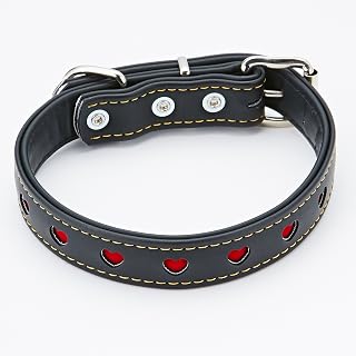 Petio 宠物狗平项圈 黑色 适用于短毛中型犬 24mm