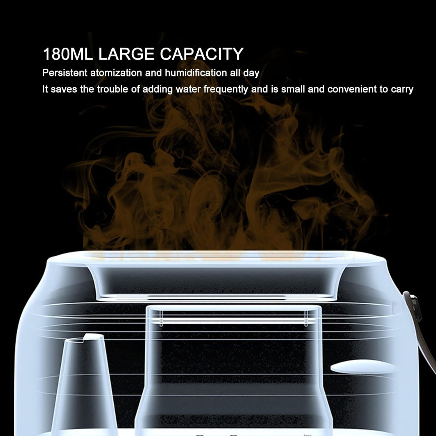 per Uso Domestico Umidificatore a Nebbia, umidificatore a Fiamma con Illuminazione a Doppia modalità 180 ml Bianco for Ufficio