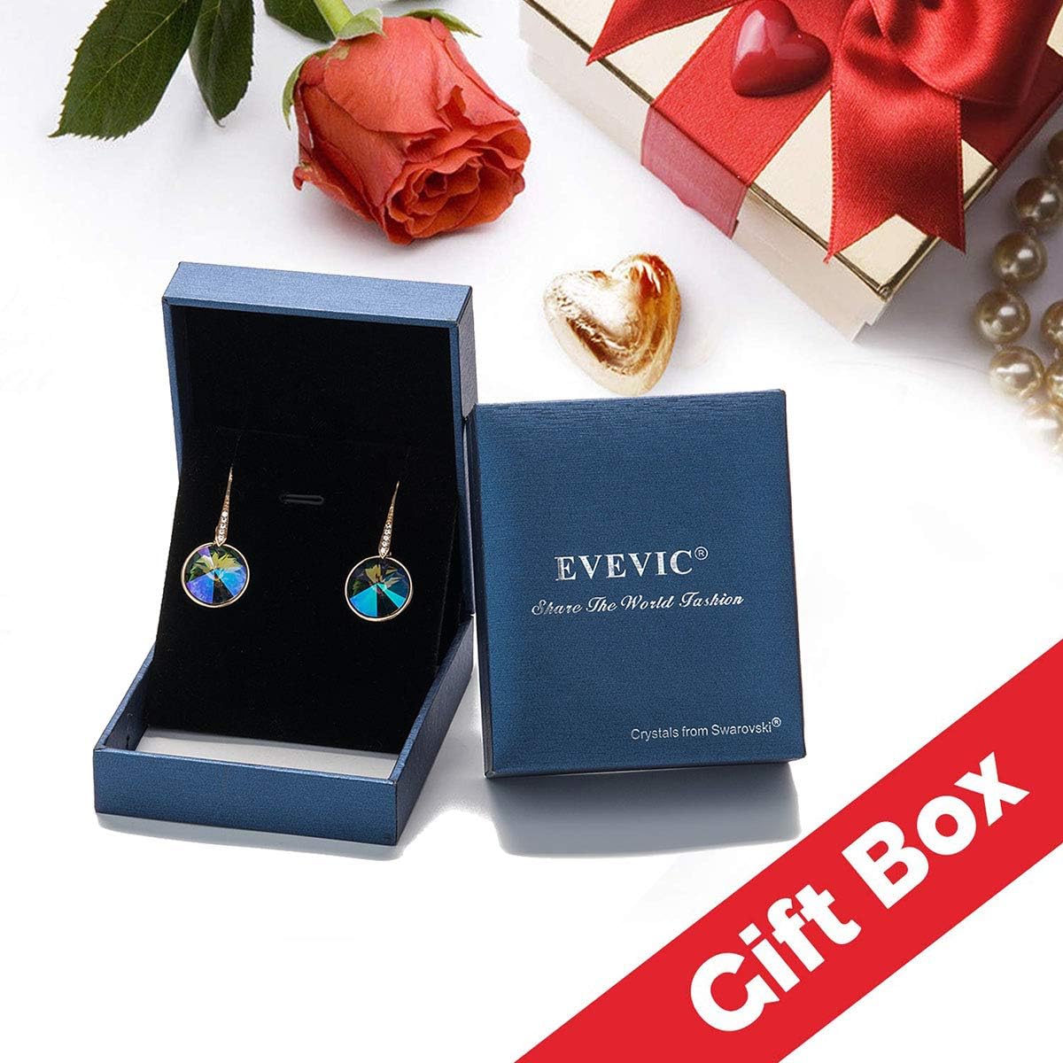 Austrian Crystal Round Drop Dangle Earrings for Women 14K Gold Plated Hypoallergenic Jewelry - Image 7