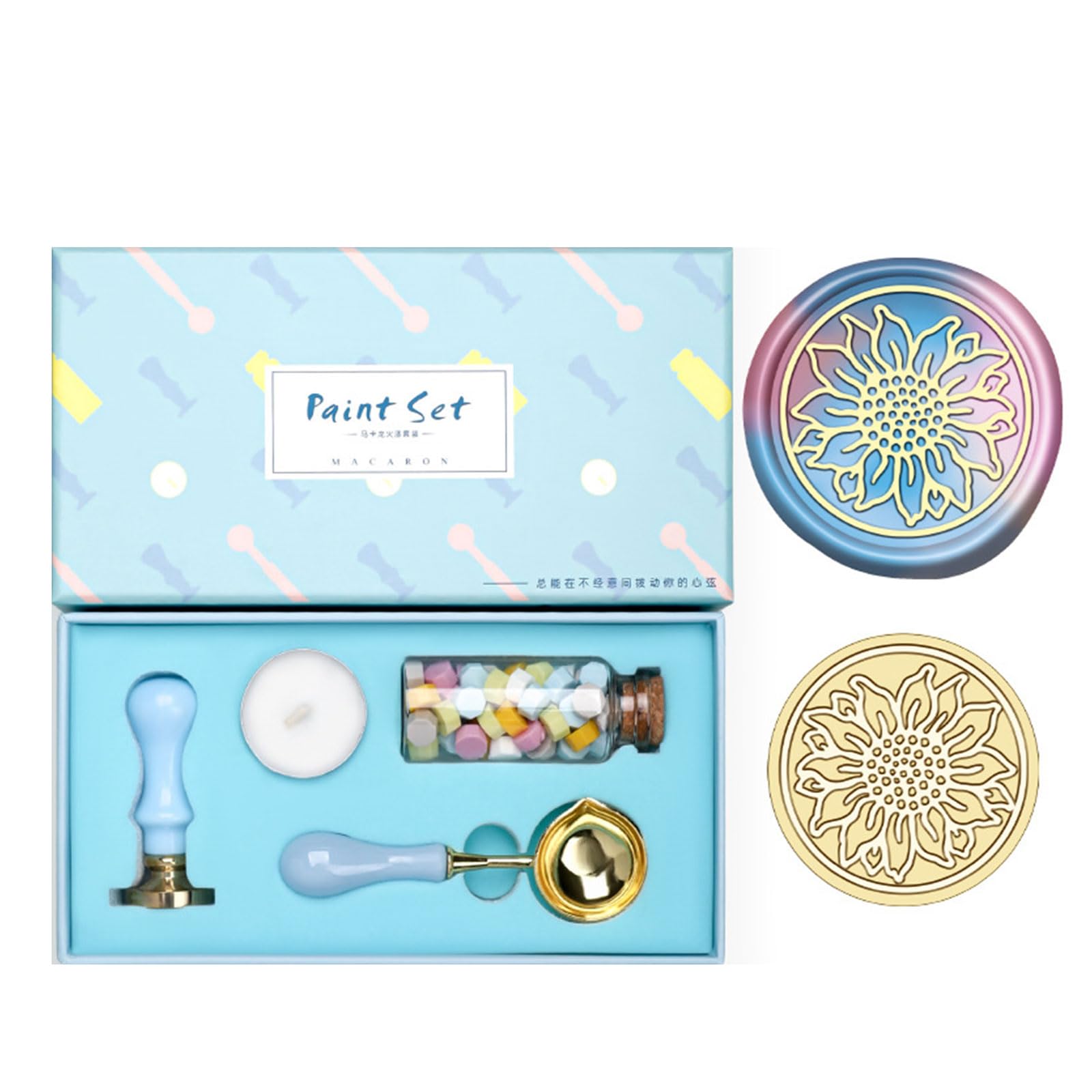 Tsophreniq Antique Themed Seal Stamp Set with Handle Seal Beads Melting Spoon for Envelope Invitation Christmas Card Scrapbooking Decoration