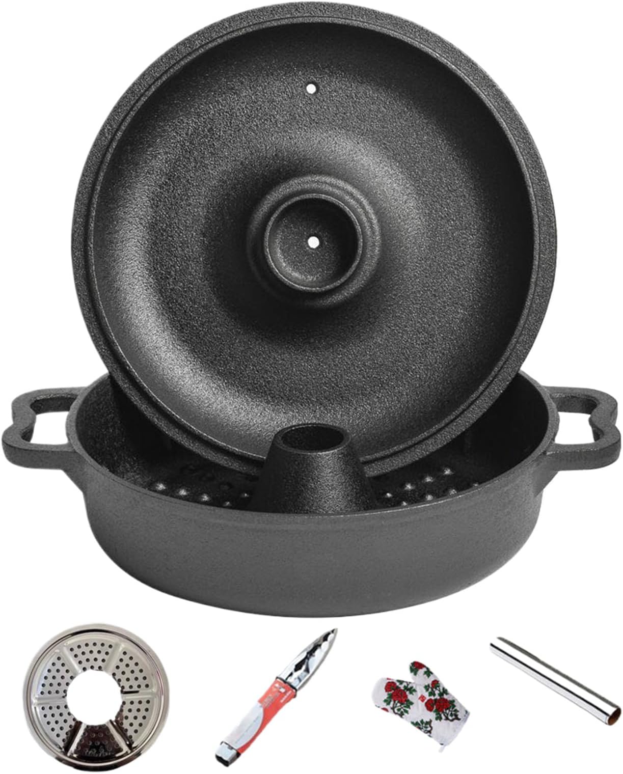 Cast Iron Cookware for Cooking, Non-Stick Cookware with Handle, Camping Dutch, for Corn, Potatoes, Vegetables and Seafood