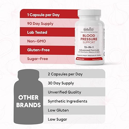 Miniatura 9 de Suplemento de apoyo para la presión arterial, suplementos de apoyo a la circulación y salud cardíaca, fórmula 13 en 1 con suplementos de bayas de