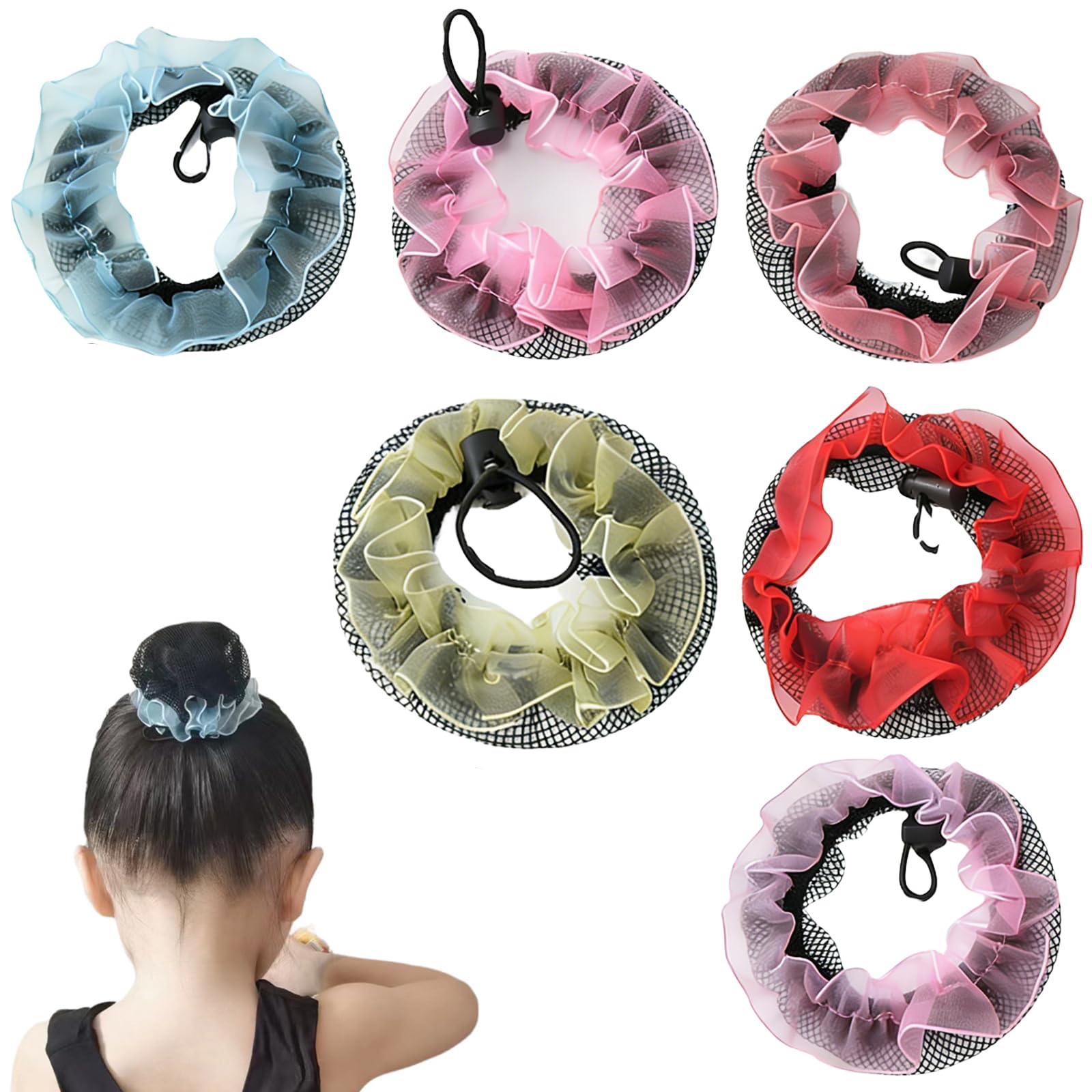 6 piezas redecilla para cabello, Mallas elásticas, Redecilla Pelo soportes de cabello en red para peinados de moño para jóvenes bailarinas de ballet, accesorios para bailarinas, gimnasia