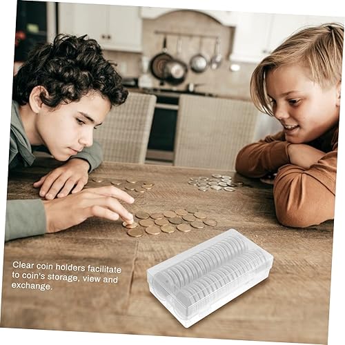 Miniatura 4 de NUOBESTY 40pcs 1.969 in monedas cápsulas monedero monedero titular de monedas contenedor de almacenamiento de plástico con caja organizadora de