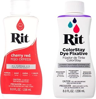 Rit Dye – 8 Oz. Liquid Fabric Dye for Clothing, Décor, and Crafts – Cherry Red with Color Fixative