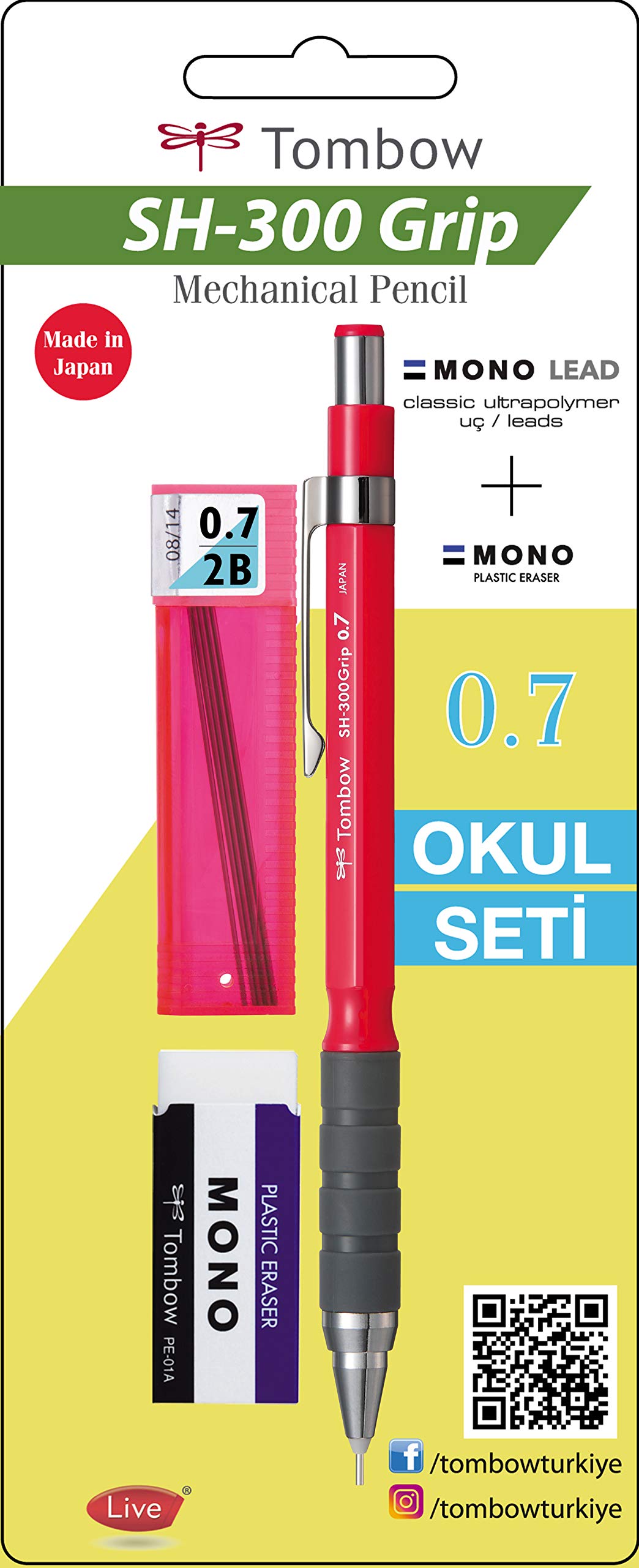 Tombow SH-300 - Portaminas con empuñadura, 0, 7 mm, juego escolar, color rosa oscuro