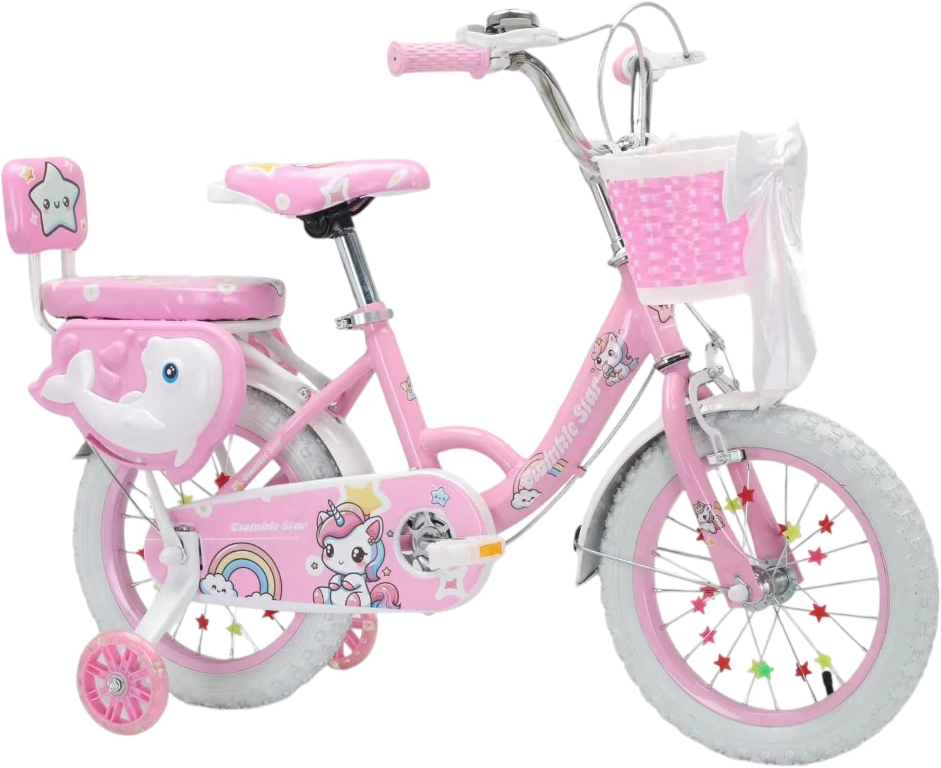 12" 14" 16" Girls Children Bike with Stabilisers Wheels Bell Kids Bike for Ages 2-9 Years Old Pink Bicycle Multiple Colors Bow Pink Purple Unicorn Rainbow