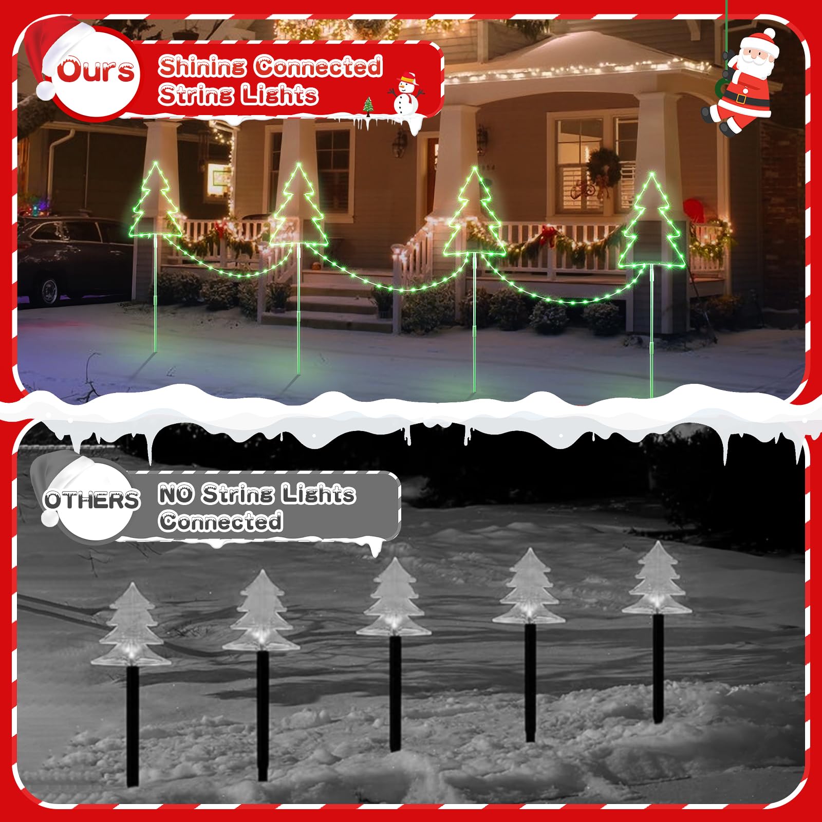 Quntis 4Pack Gartenstecker Weihnachtsbaum IP65 Wasserdicht | Weihnachtsbeleuchtung für Garten, 8 Modi und Timer Funktion Strom Weihnachtsdeko für Weihnachten Außen Garten Wege Rasen