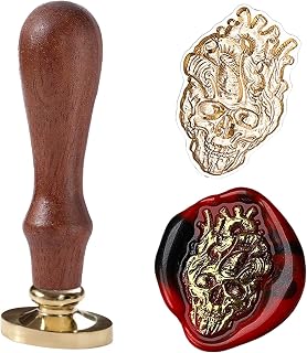 Halloween Wax Seal Stamp - Heart Sealing Wax Stamp, Grumbling Skull Brass Seal for Halloween Wedding Invitation Card, Envelopes, Gift Decoration