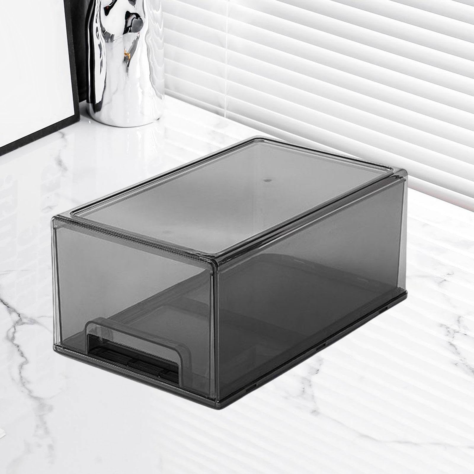predolo Organizer Da Scrivania con Cassetto, Organizer per Cosmetici, Beauty Case, Organizer, Contenitore per Riporre Oggetti Sulla Scrivania, Grande Grigio Chiaro