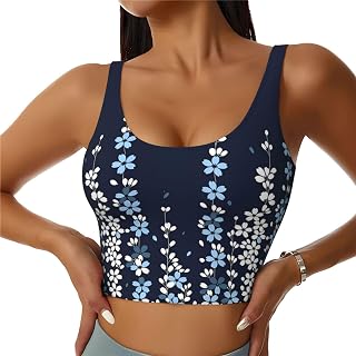 generic A Minimalist Indigo Floral Garden Pattern Womens Sport Yoga Bras Shock-Absorbing Cropped Top Shirts for Sports Workout X-Large