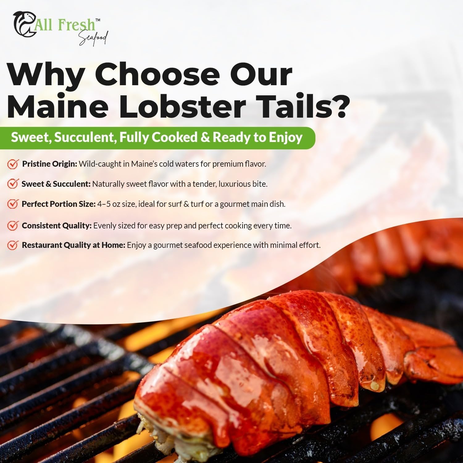 Premium Maine Lobster Tails (6–7 oz Each, 6-Pack) – Sweet, Succulent, Wild-Caught, Perfect for Surf & Turf, Grilling, Baking, or Steaming