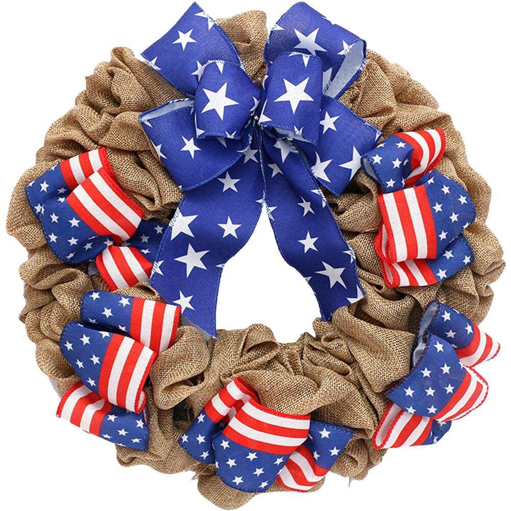 Couronne 4 juillet artisanale pour décoration de porte patriotique américaine