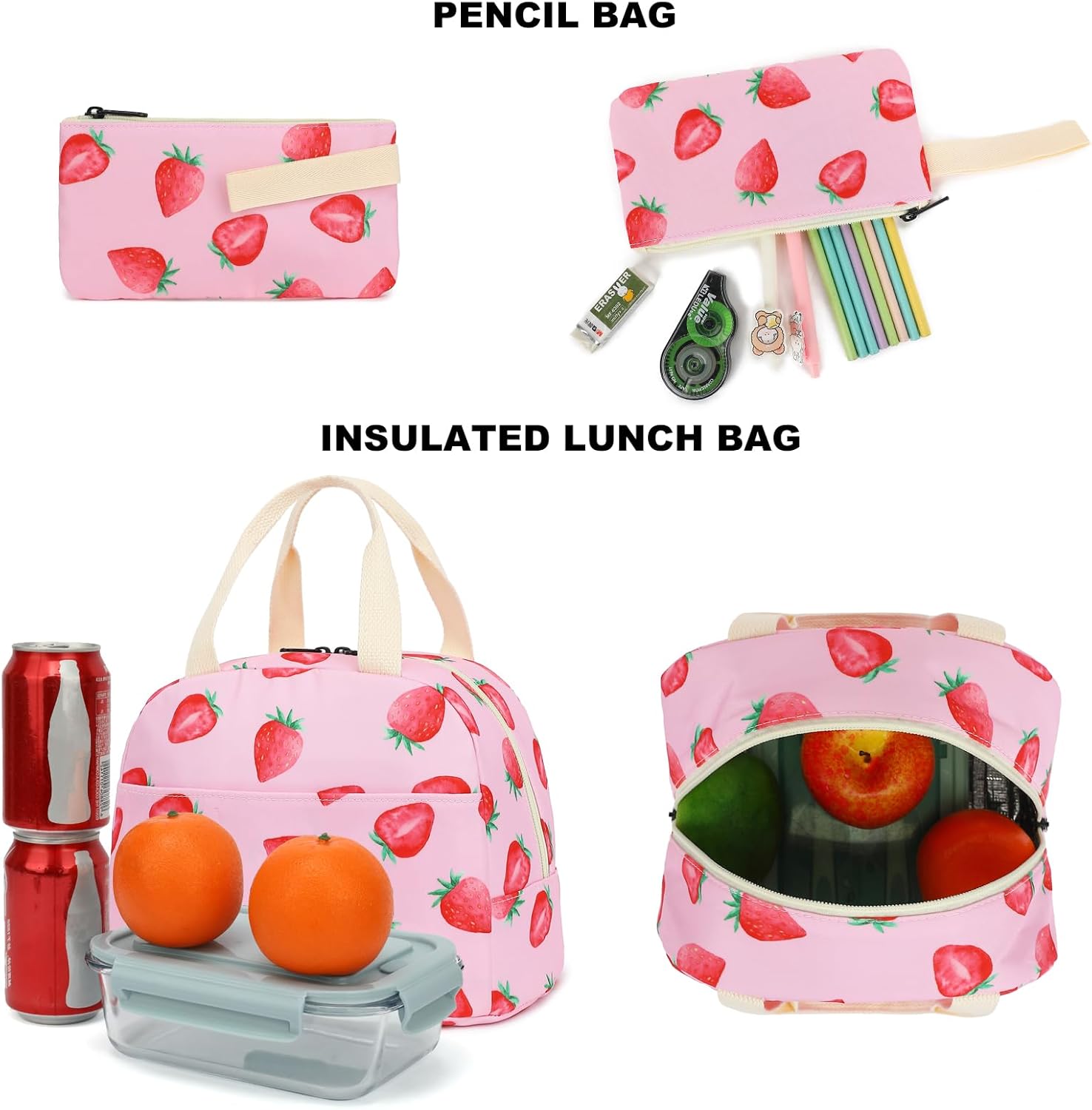 School Backpack for Girls, Kids Teens School Bags Bookbags Set with Lunch Bag Pencil Bag