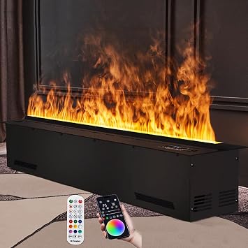 Electric Misting Fireplace, Water Steam Fireplace, 3D Flame Effect, Misting Fireplace with Remote Control, Smart App, Touch Control, Automatic Watering 50cm/19.61"