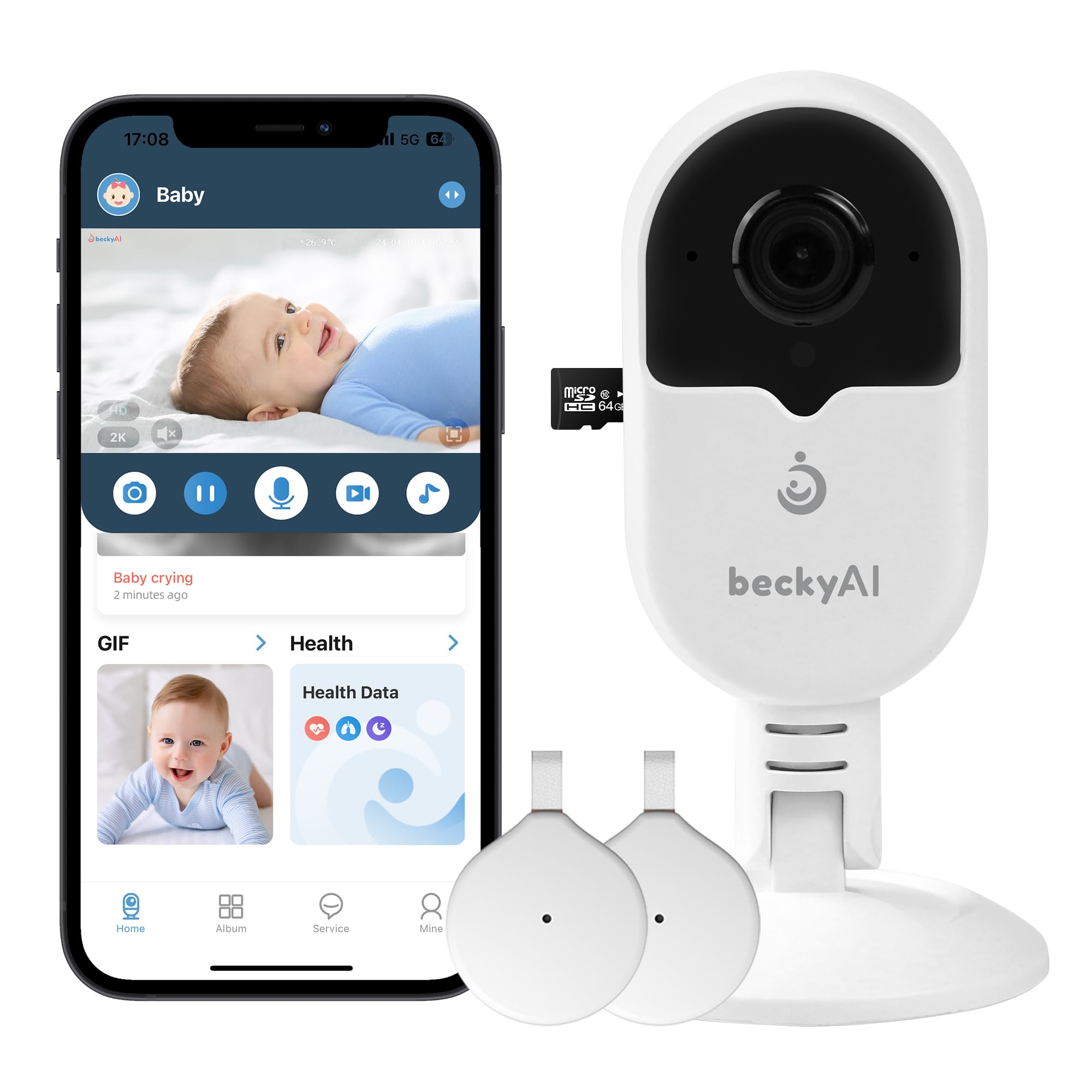 Monitor Portatil Simyke Video Baby Monitor With App And Screen