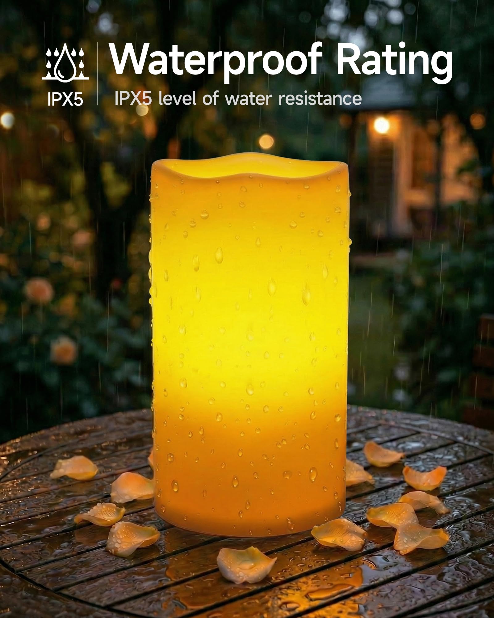 Homemory Vela impermeable extra grande para exteriores de 6 x 12 pulgadas, con temporizador automático de 6 horas, hecha de plástico marfil, larga duración de medio año