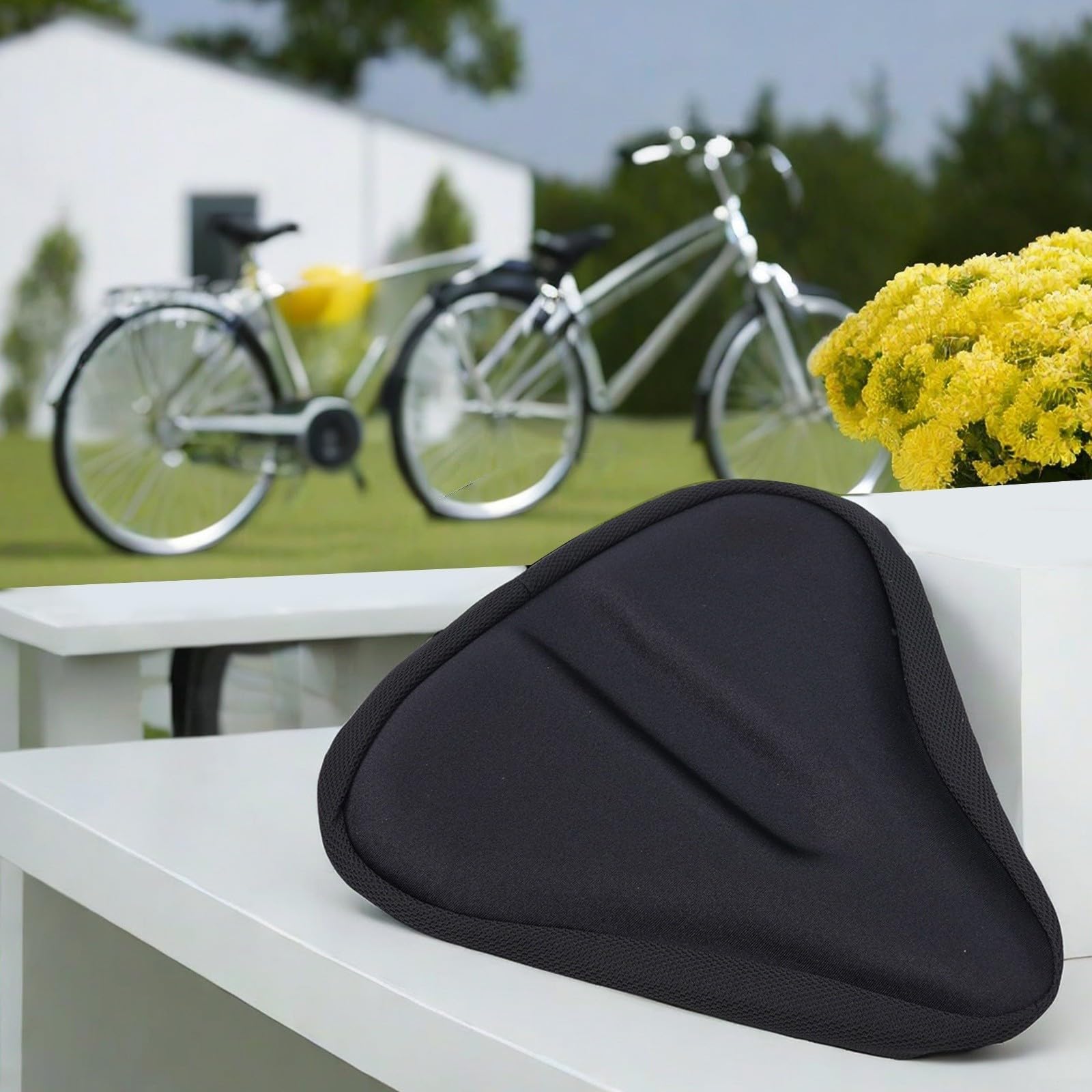 Funda de gel para asiento de bicicleta estática grande que promueve la circulación del aire y reduce los golpes