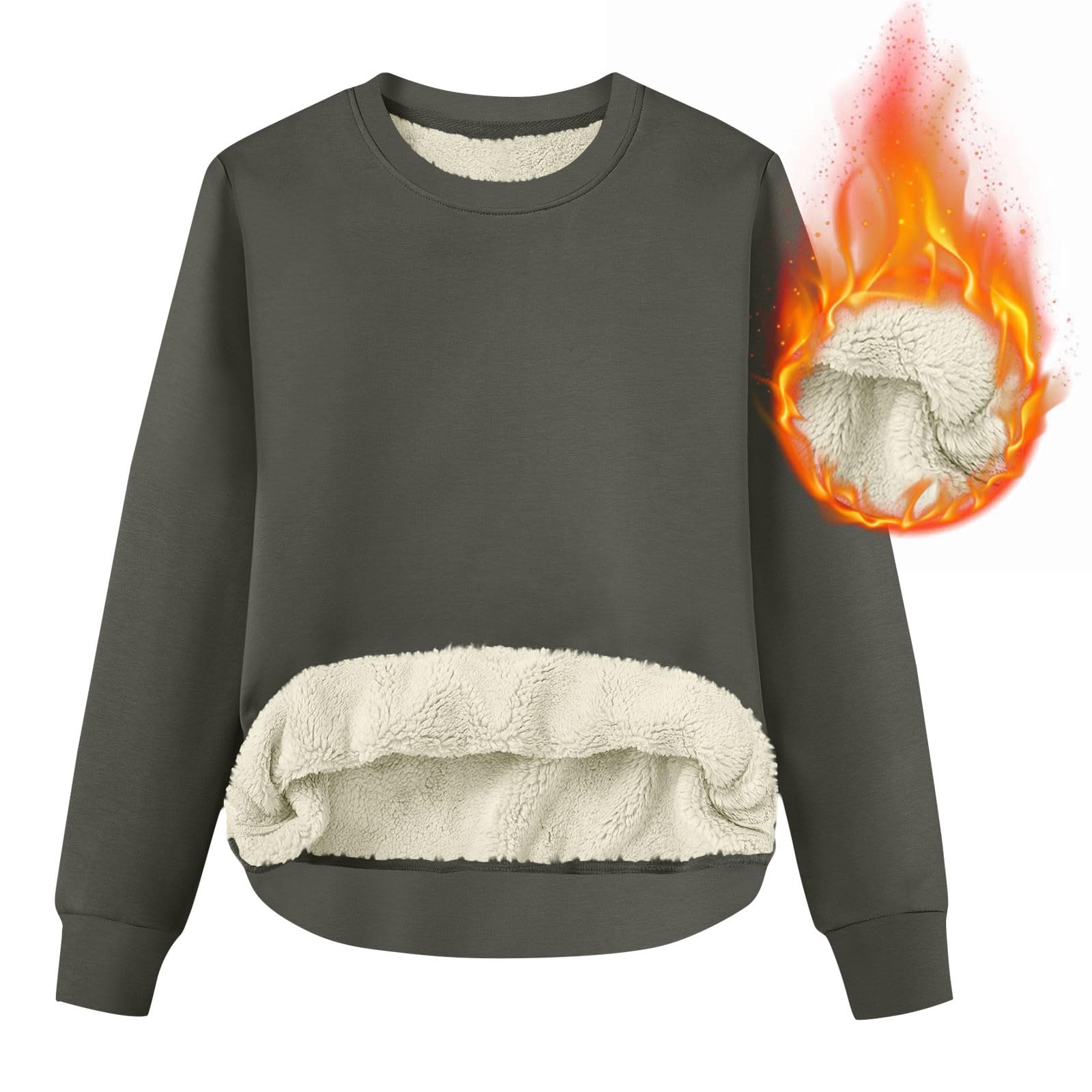 Winterpullover Damen Warm Gefüttert Fleecepullover Pullover Sweatshirt