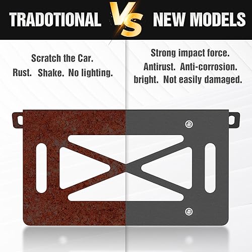 Vista 52 de Marco de matrícula de cabrestante abatible compatible con Hawse Fairlead de 10 pulgadas, soporte de matrícula frontal universal para reubicación
