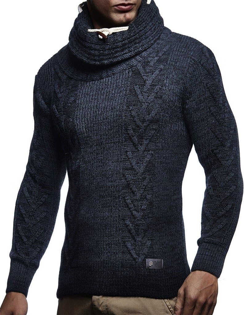 Leif Nelson LN7135 Men's Knitted Turtleneck Pullover