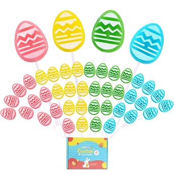 Easter Egg Lollipops Candy Suckers, Individually Wrapped Bulk for Easter Basket Stuffers, Party Favors & Exchanges, Spring Treats, 8g Tropical Fruit Flavor 40 Pack