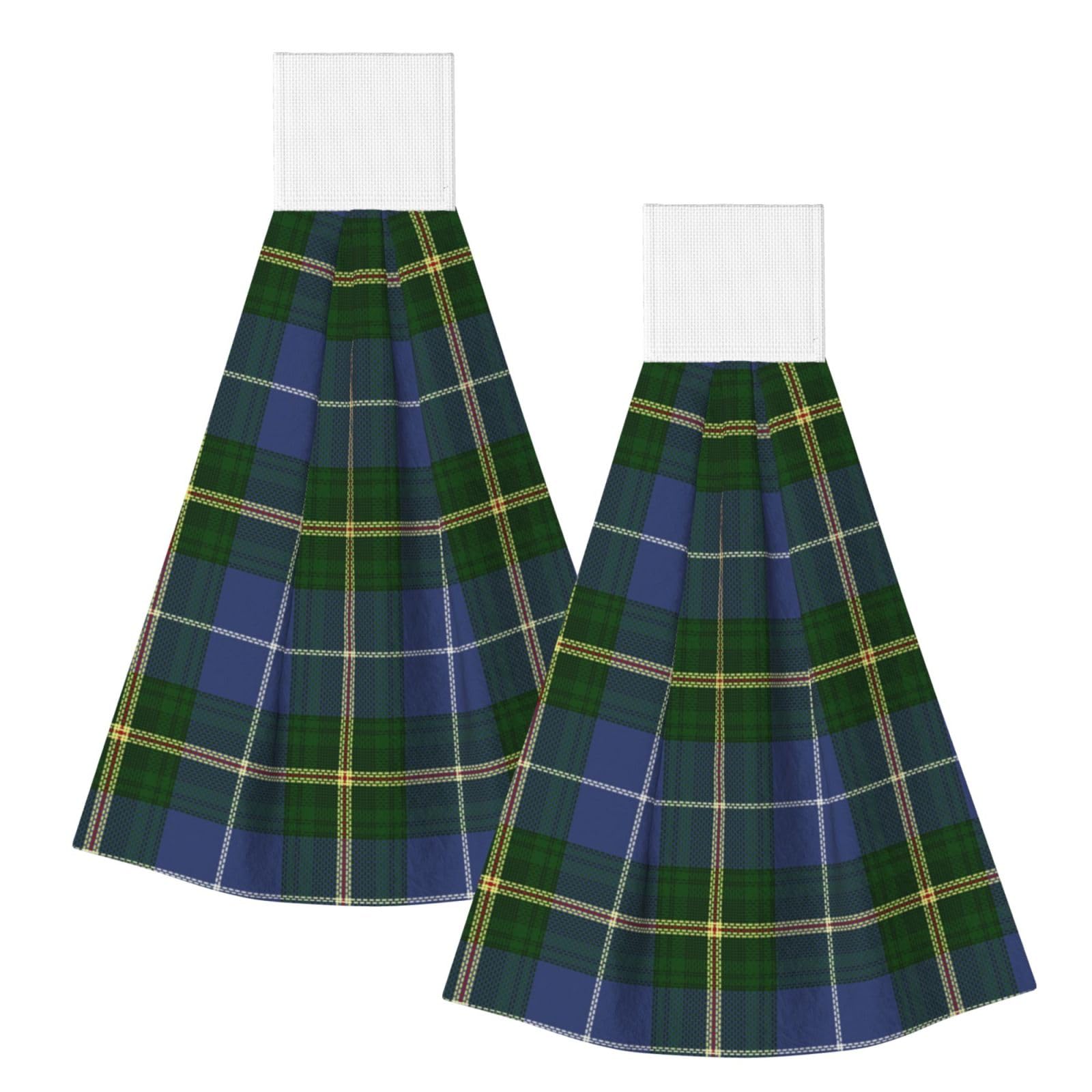 DOPKLNA Blue Nova Scotia Tartan Plaid, 2 Pcs Hanging Coral Fiber Hand Towels for Bathroom, Absorbent Kitchen Towels