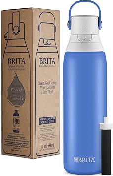 Brita Stainless Steel Water Filter Bottle, 20 Ounce, Ocean, 1 Count