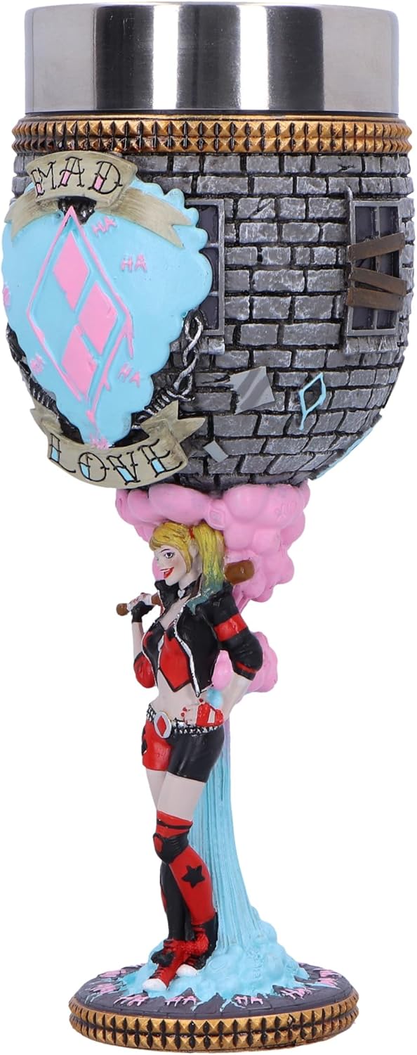 Nemesis Now Harley Quinn Goblet, Resin, Officially Licensed DC Merchandise, DC Batman Harley Quinn Goblet, DC Home Decor, Stainless Steel Insert, Cast in The Finest Resin, Expertly Hand-Painted