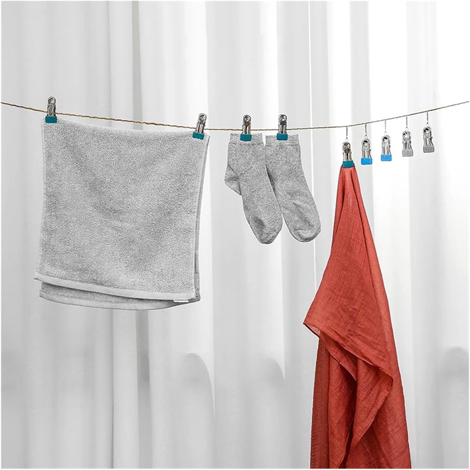 Metal clothespins 50 Invisible Hook Hangers, Clothes Pegs, Sock and Home Wardrobe Sheet Clips(Gray)